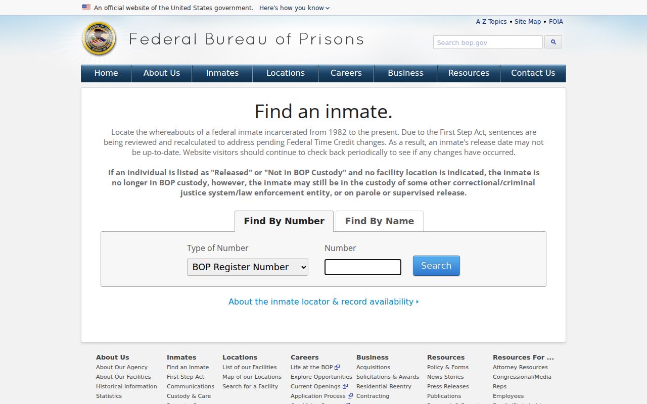 Plaquemines Parish federal custody record search through the BOP locator