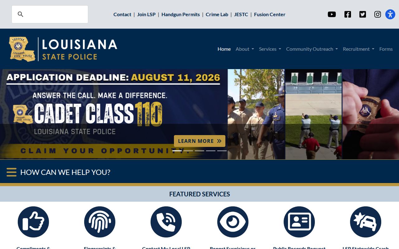 Plaquemines Parish criminal history access on the Louisiana State Police background checks page